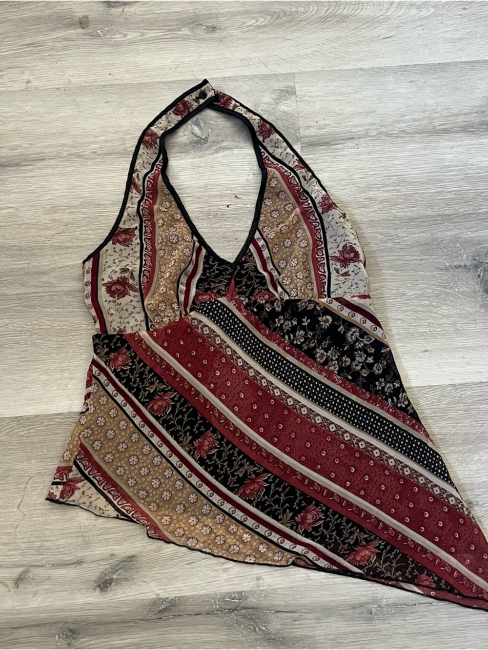 Bohemian Halter Patchwork Tank Top - Red Multi